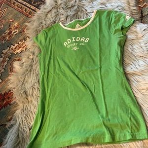 Green Adidas T-shirt with white letters